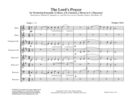 The Lords Prayer Woodwind Ensemble Sheet Music