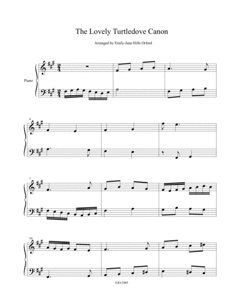 The Lovely Turtle Dove Canon Sheet Music