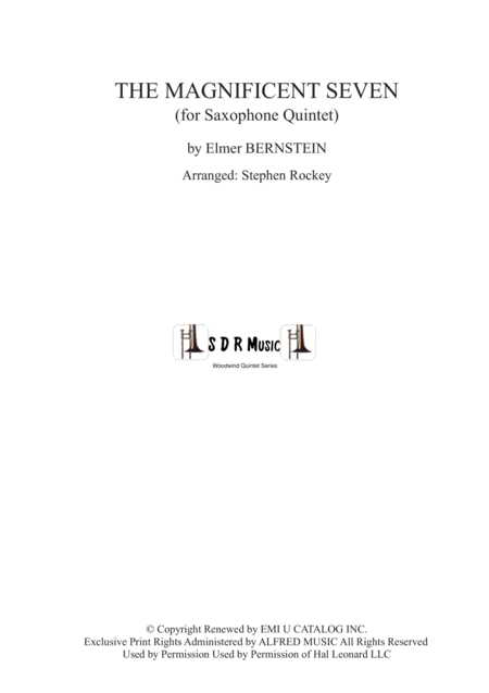 The Magnificent Seven For Saxophone Quintet Sheet Music