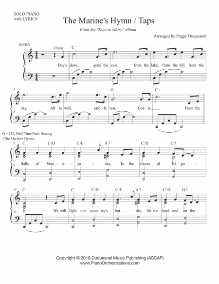 The Marines Hymn Taps C Sheet Music