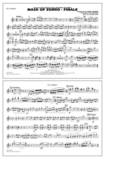 The Mask Of Zorro Finale Arr Jay Bocook Bb Clarinet Sheet Music