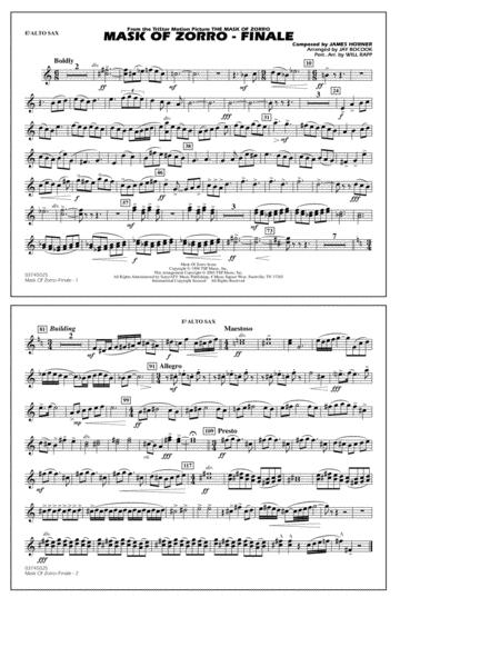 Free Sheet Music The Mask Of Zorro Finale Arr Jay Bocook Eb Alto Sax