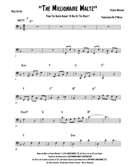 The Millionaire Waltz Bass Guitar Sheet Music