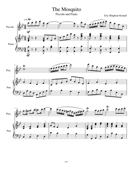 Free Sheet Music The Mosquito Piccolo And Piano