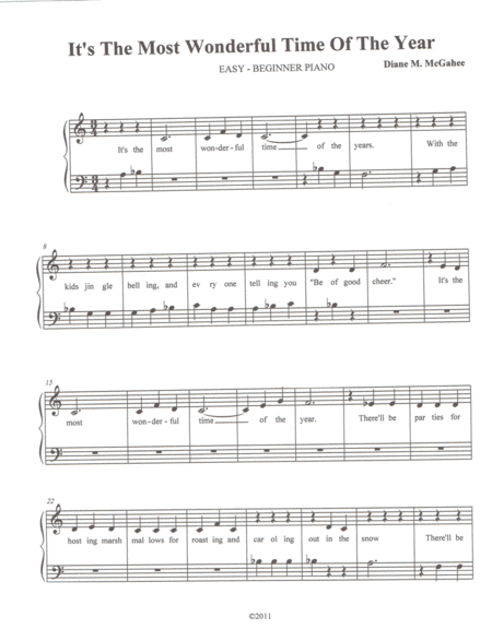 The Most Wonderful Time Of The Year Easy Beginner Sheet Music