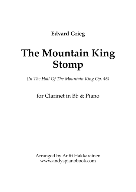 The Mountain King Stomp In The Hall Of The Mountain King Clarinet Piano Sheet Music