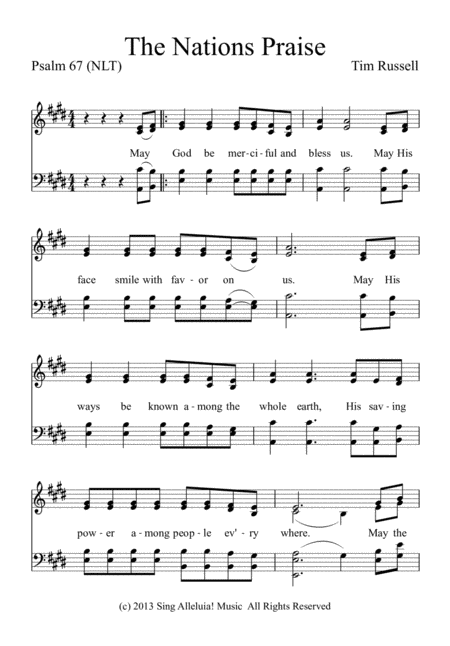 Free Sheet Music The Nations Praise