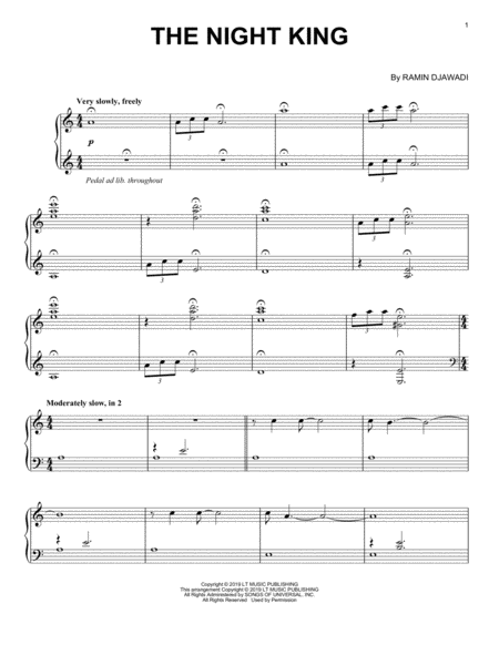 The Night King From Game Of Thrones Sheet Music