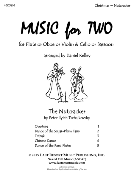 Free Sheet Music The Nutcracker Duet For Flute Or Oboe Or Violin Cello Or Bassoon Music For Two