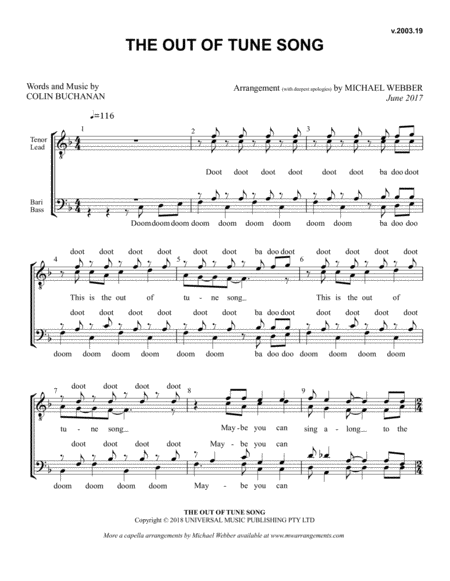 The Out Of Tune Song Sheet Music