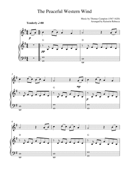 Free Sheet Music The Peaceful Western Wind