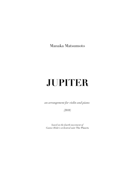 Free Sheet Music The Planets Jupiter Arr For Violin And Piano