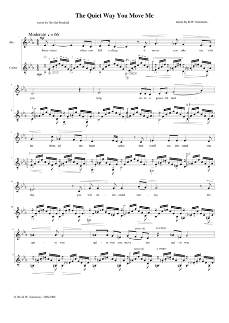 The Quiet Way You Move Me For Alto And Guitar Sheet Music