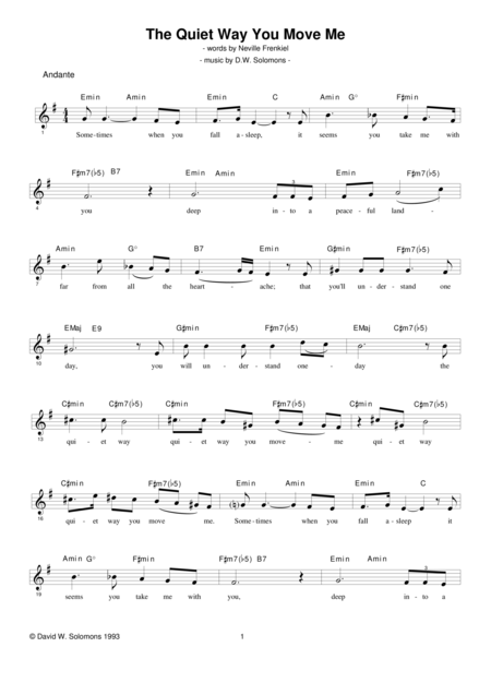 The Quiet Way You Move Me For Soprano And Guitar Chord Names Sheet Music