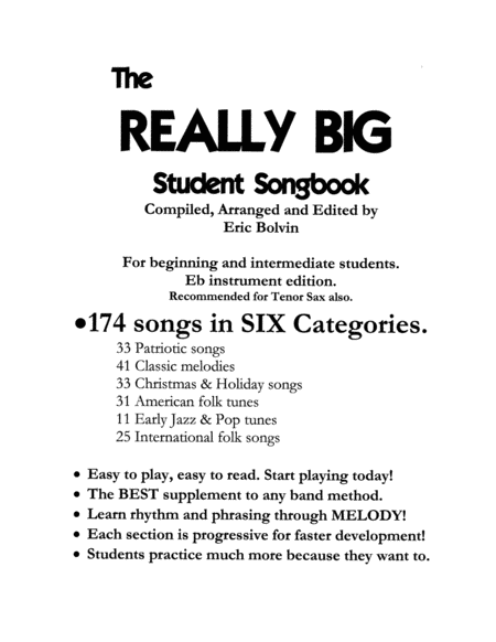 The Really Big Student Songbook Eb Edition Sheet Music