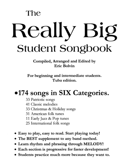 The Really Big Student Songbook Tuba Edition Sheet Music