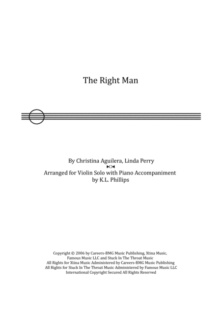 Free Sheet Music The Right Man Violin Solo With Piano Accompaniment