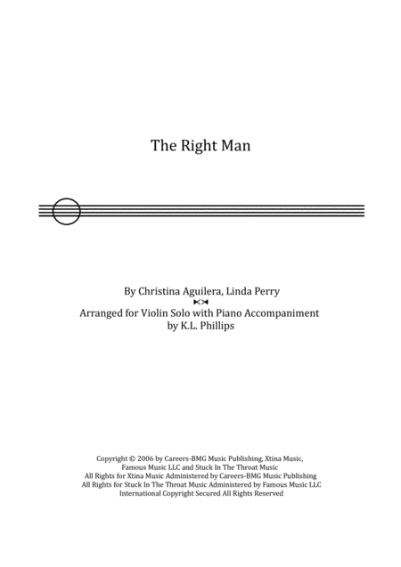 The Right Man Violin Solo With Piano Accompaniment Sheet Music