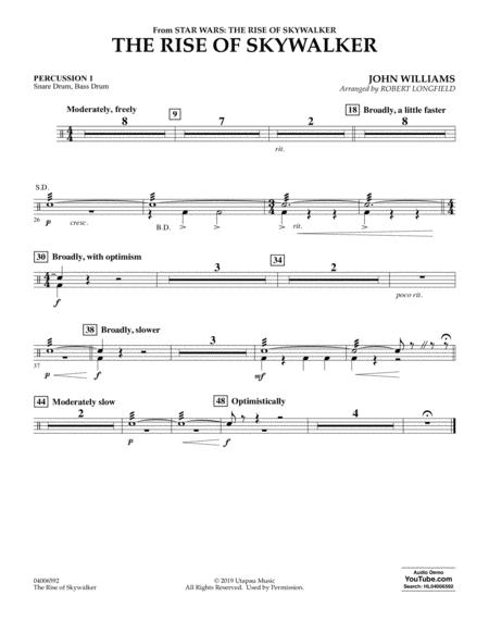 The Rise Of Skywalker From Star Wars The Rise Of Skywalker Percussion 1 Sheet Music