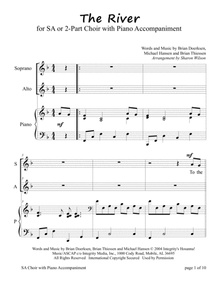 The River For Sa Or 2 Part Choir With Piano Accompaniment Sheet Music