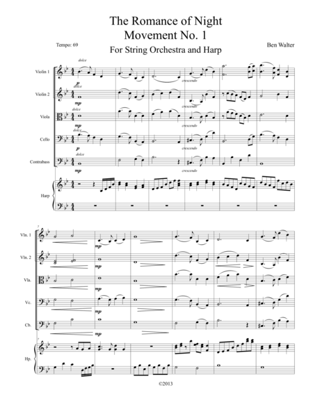 The Romance Of Night For String Orchestra And Harp Movement No 1 Sheet Music