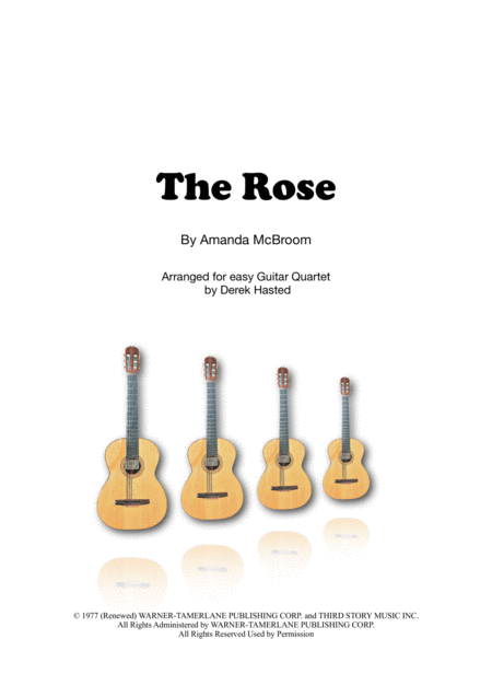 The Rose Bette Midler For Easy Guitar Quartet Sheet Music