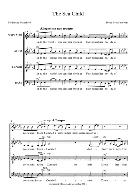 Free Sheet Music The Sea Child