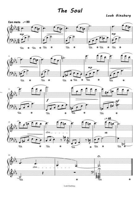 The Soul Composition For Piano Solo By Leah Ginzburg Sheet Music