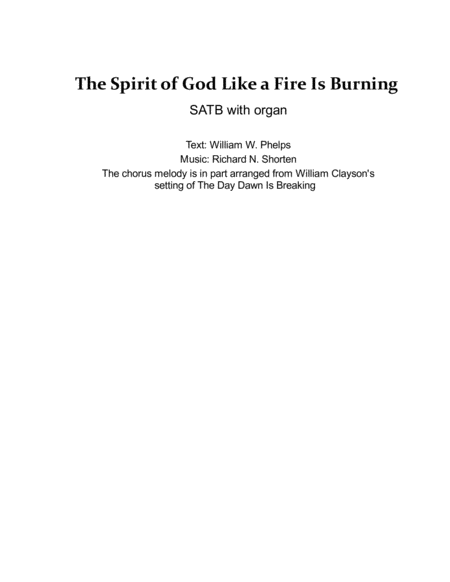 Free Sheet Music The Spirit Of God Like A Fire Is Burning