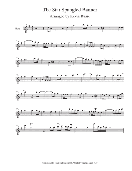 The Star Spangled Banner As Performed By P Nk Flute Sheet Music