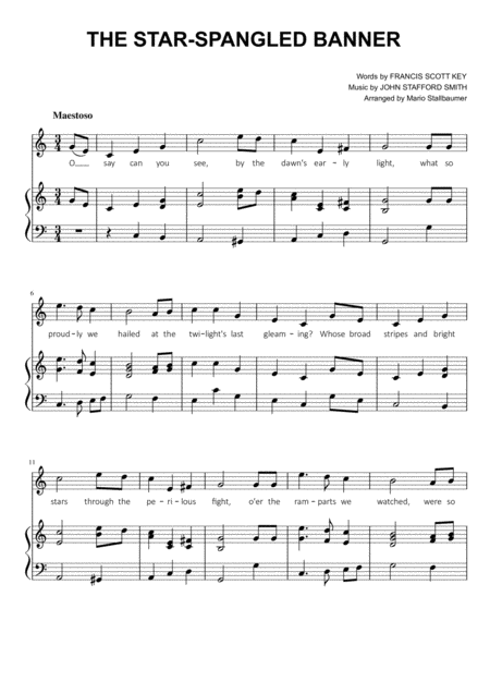 The Star Spangled Banner In C Sheet Music