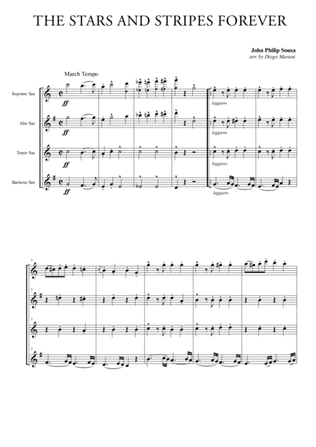 Free Sheet Music The Stars And Stripes Forever For Saxophone Quartet
