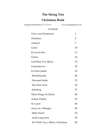 Free Sheet Music The String Trio Christmas Book