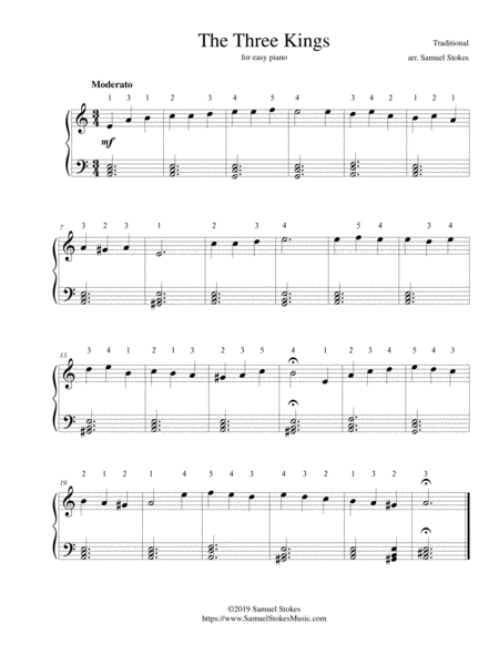 Free Sheet Music The Three Kings For Easy Piano