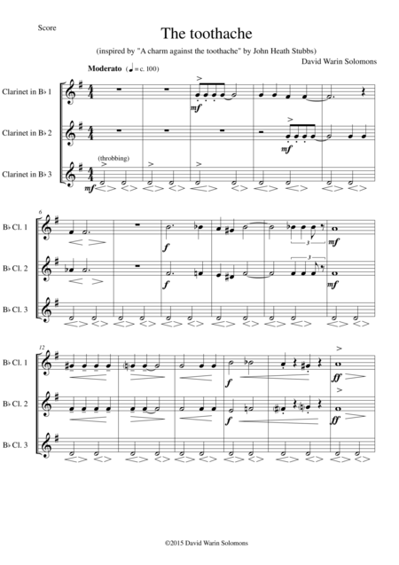 The Toothache For Clarinet Trio Sheet Music