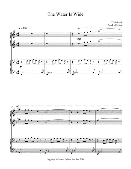 Free Sheet Music The Water Is Wide 1 Piano 4 Hand Duet