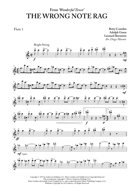 Free Sheet Music The Wrong Note Rag For Flute Quartet