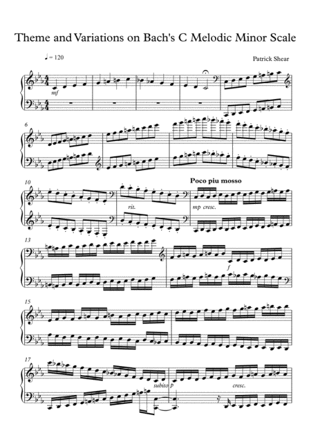 Free Sheet Music Theme And Variations On Bachs C Melodic Minor Scale