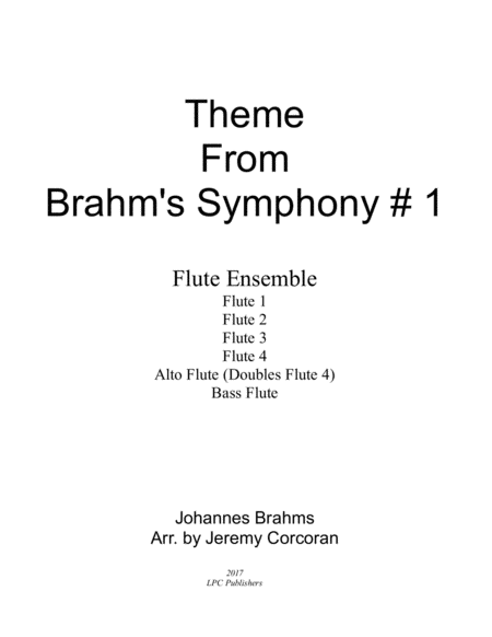 Free Sheet Music Theme From Brahms Symphony 1 For Flute Ensemble