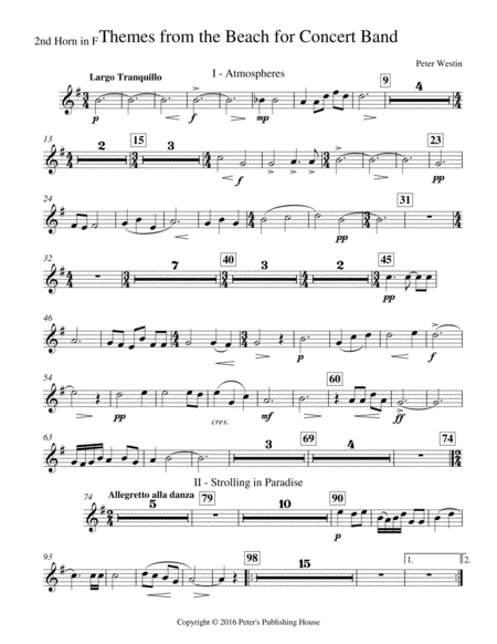 Themes From The Beach 2nd Horn In F Sheet Music