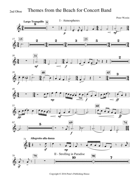 Free Sheet Music Themes From The Beach 2nd Oboe