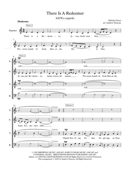 There Is A Redeemer Satb A Cappella Sheet Music