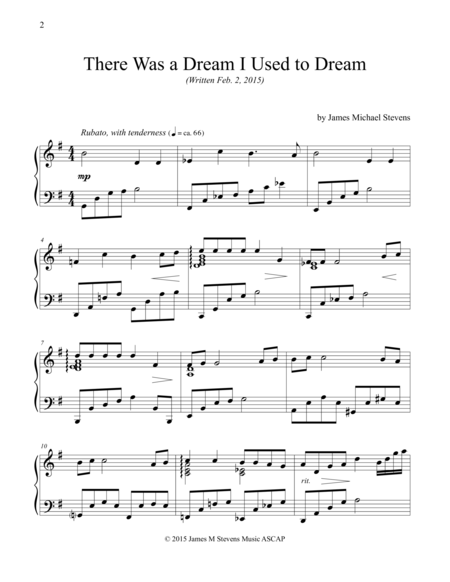 Free Sheet Music There Was A Dream I Used To Dream