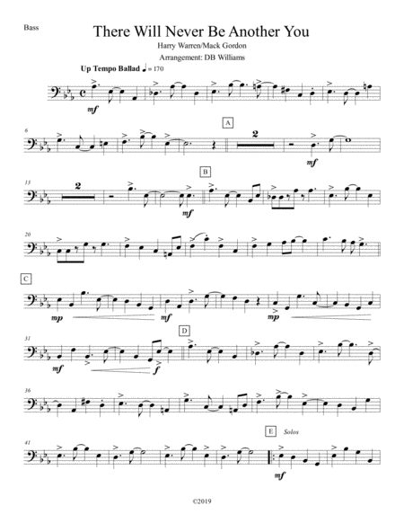 There Will Never Be Another You Bass Sheet Music