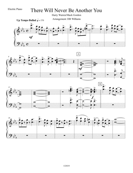 There Will Never Be Another You Electric Piano Sheet Music