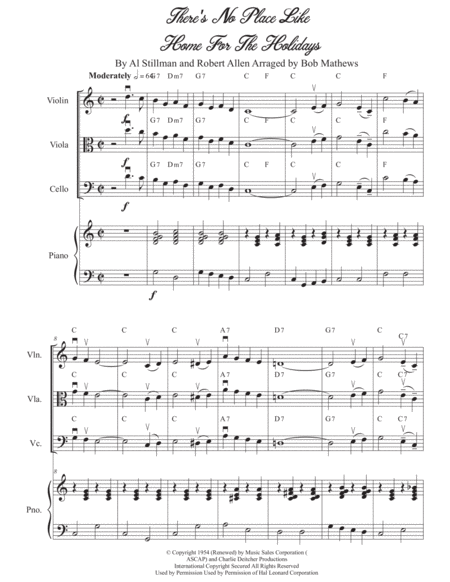 Theres No Place Like Home For The Holidays For Solo Strings Sheet Music