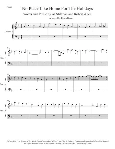 Free Sheet Music Theres No Place Like Home For The Holidays Piano