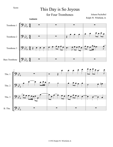 This Day Is So Joyous Trombone Quartet Sheet Music