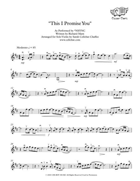 This I Promise You Solo Violin Nsync Arr Cellobat Sheet Music