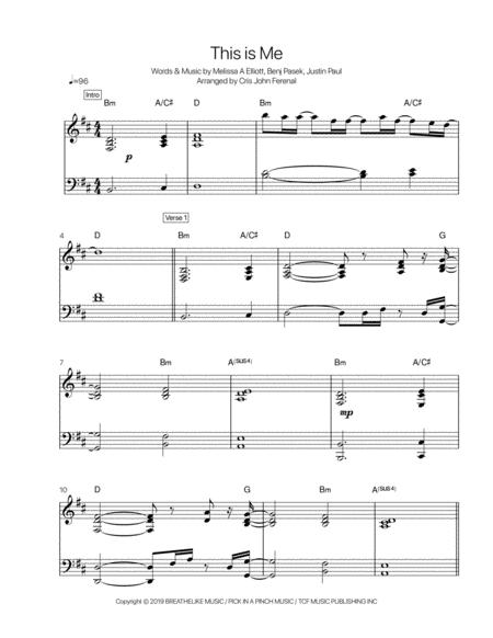 This Is Me The Greatest Showman Piano Accompaniment Sheet Music